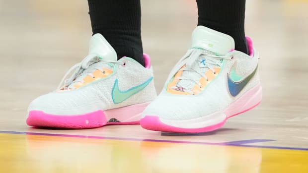 View of Jusuf Nurkic's Nike shoes.